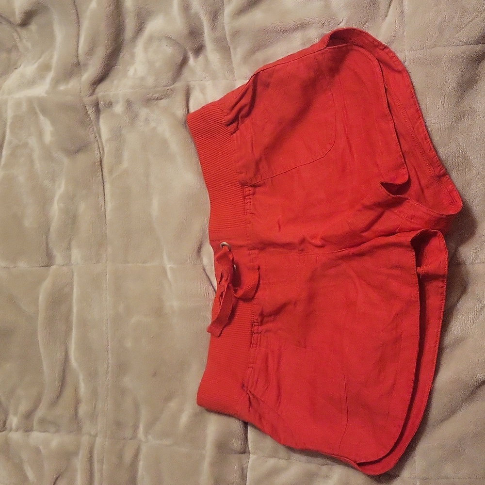 Bright red shorts with stretchy waist band